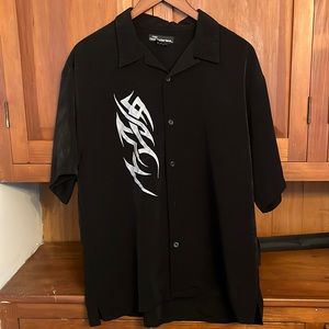 Black and white tribal polo